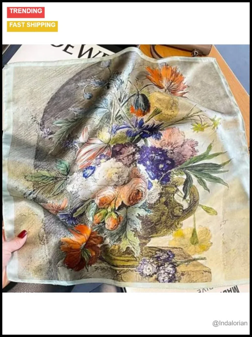 100% Mulberry Silk Square Hair Scarf Head Wrap 21